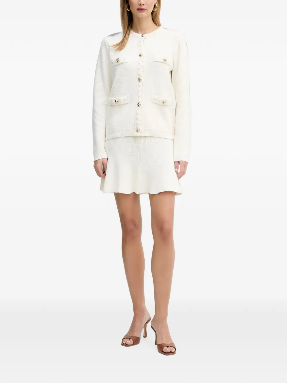 Silvian Heach scalloped button shirt Wit