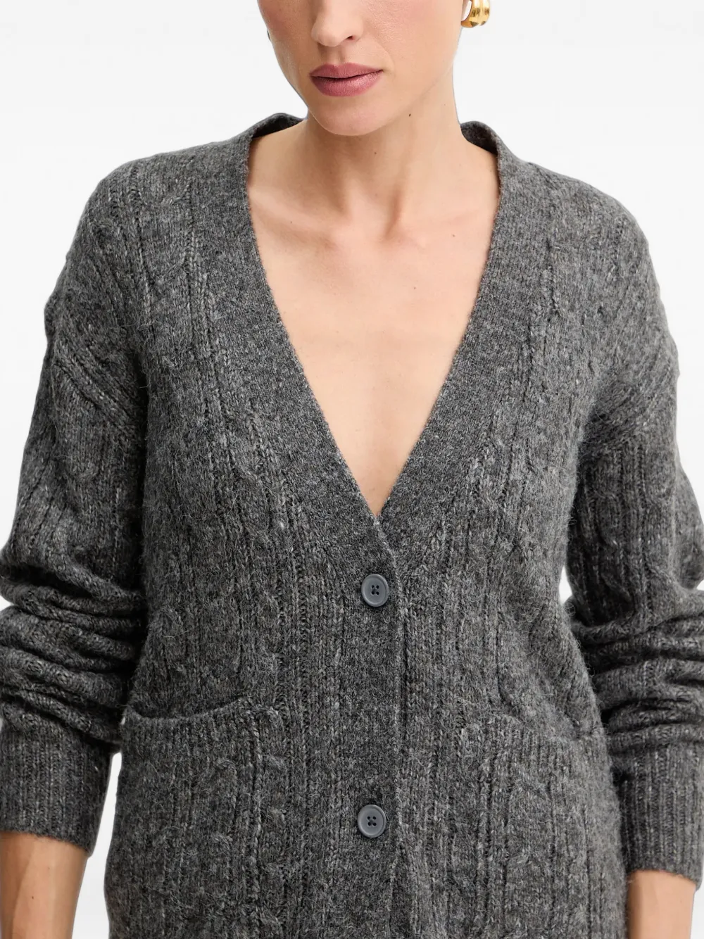 Silvian Heach cable-knit pocket cardigan Grijs