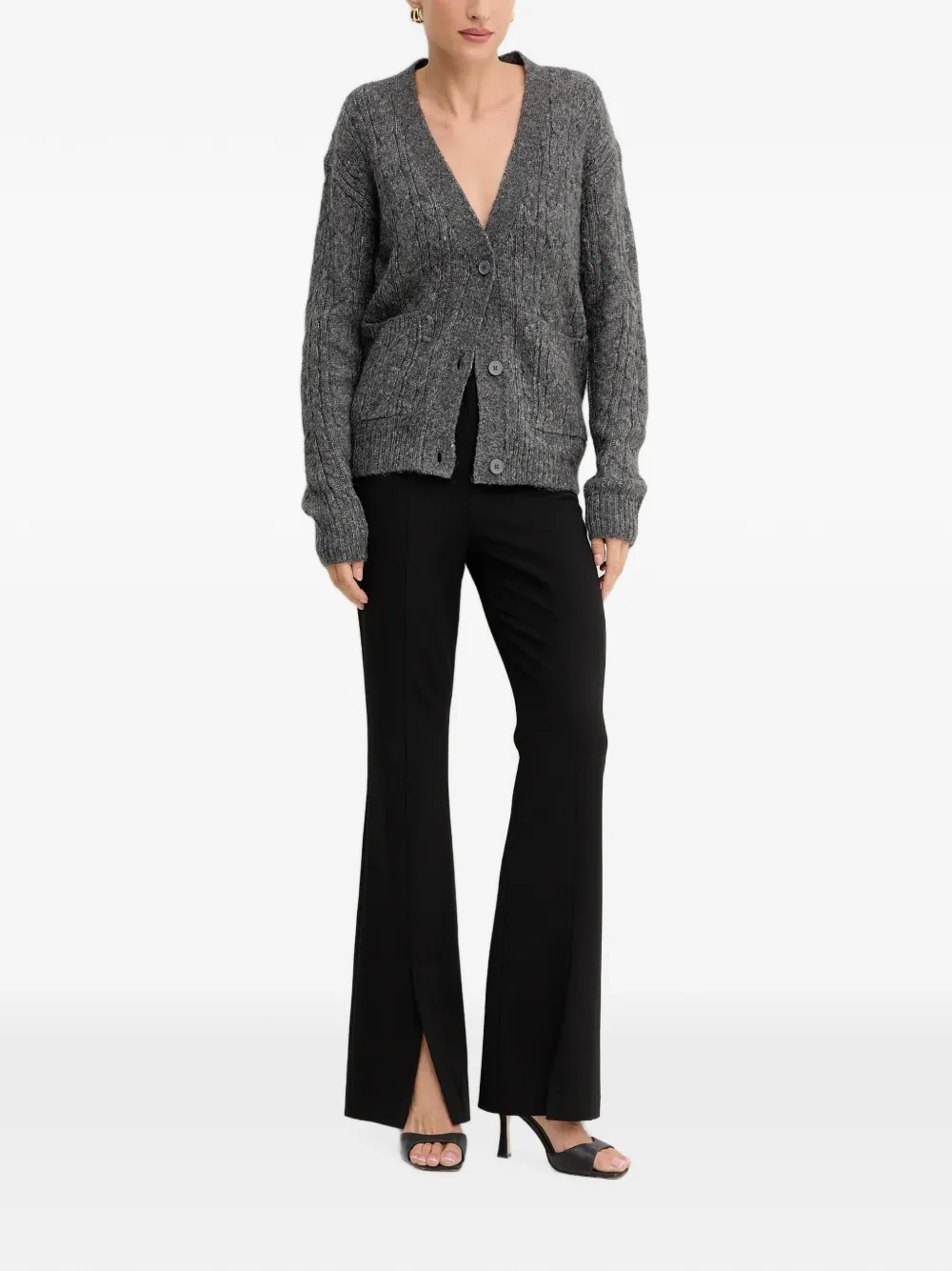 Silvian Heach cable-knit pocket cardigan Grijs