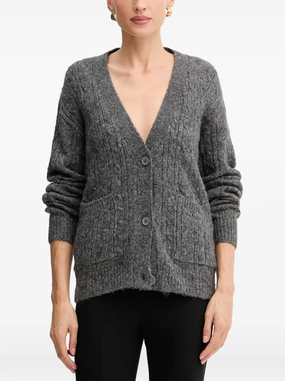 Silvian Heach cable-knit pocket cardigan - Gris Silvian Heach cable-knit pocket cardigan - Gris