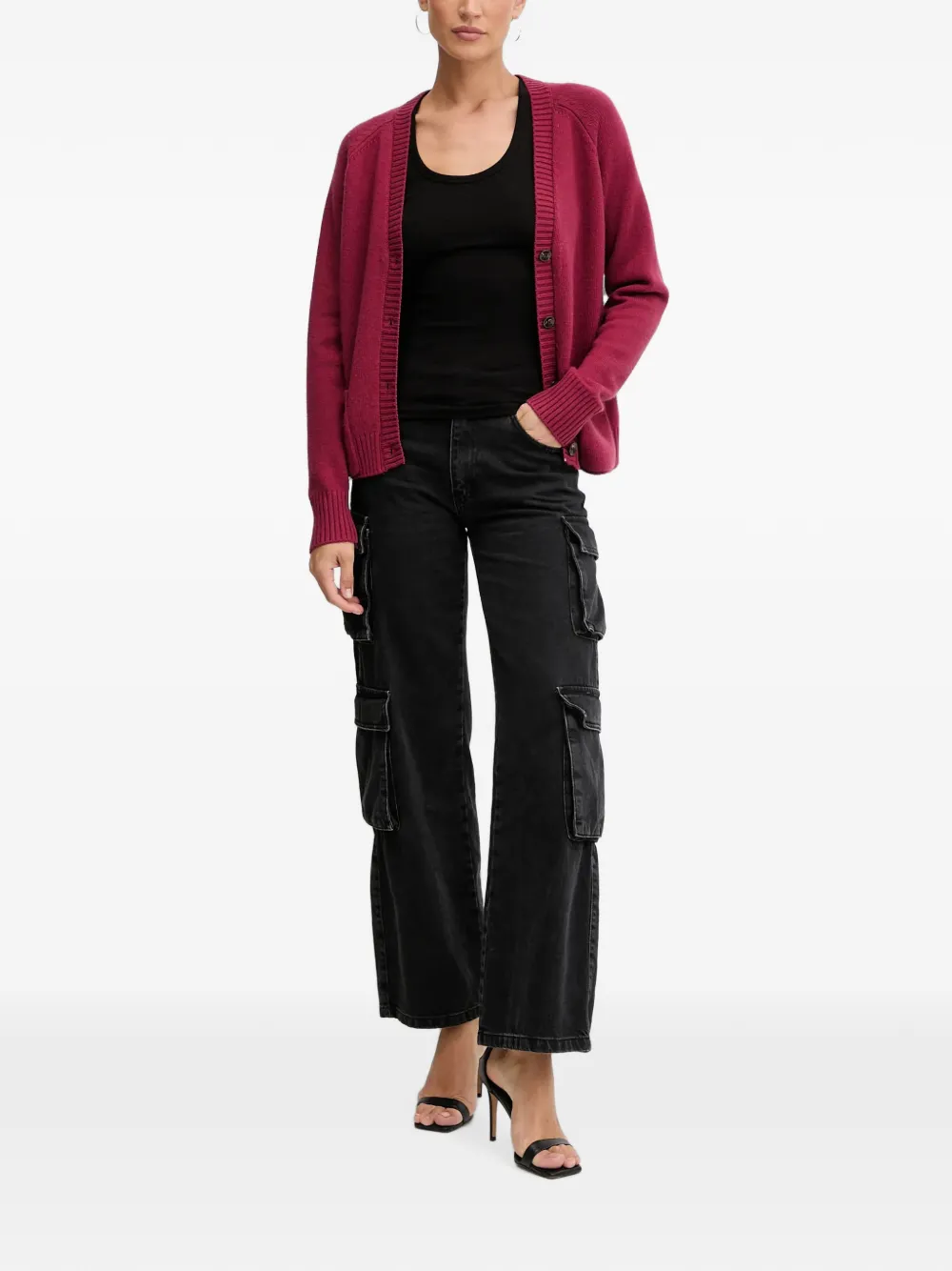 Silvian Heach Vest met V-hals en knoop Rood
