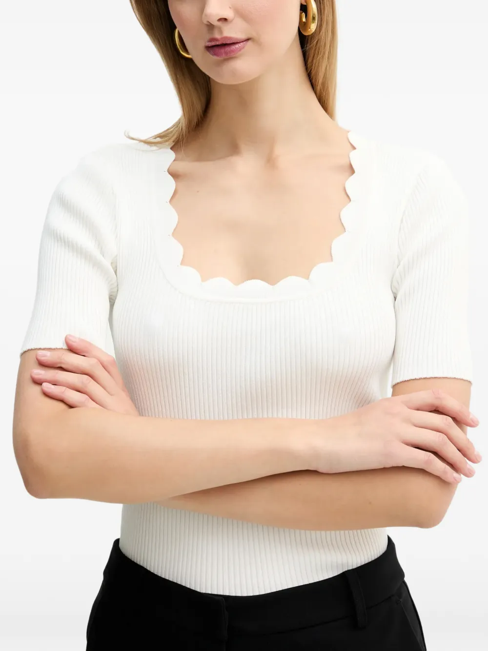 Silvian Heach Gewelfde geribbelde tanktop Wit