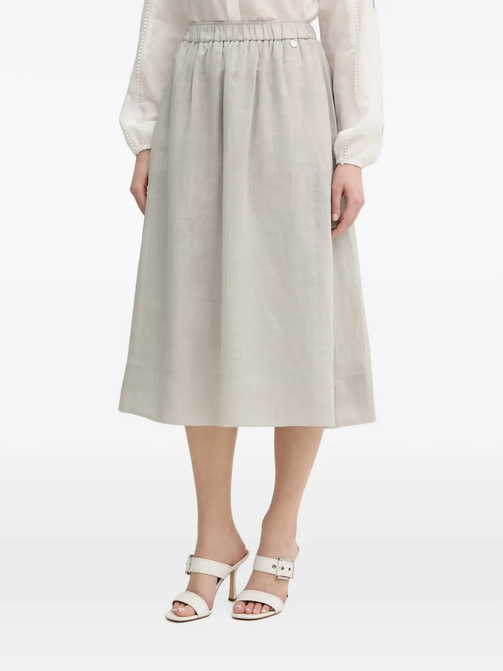 Silvian Heach Gonna midi Shipo con vita elasticizzata - Grigio