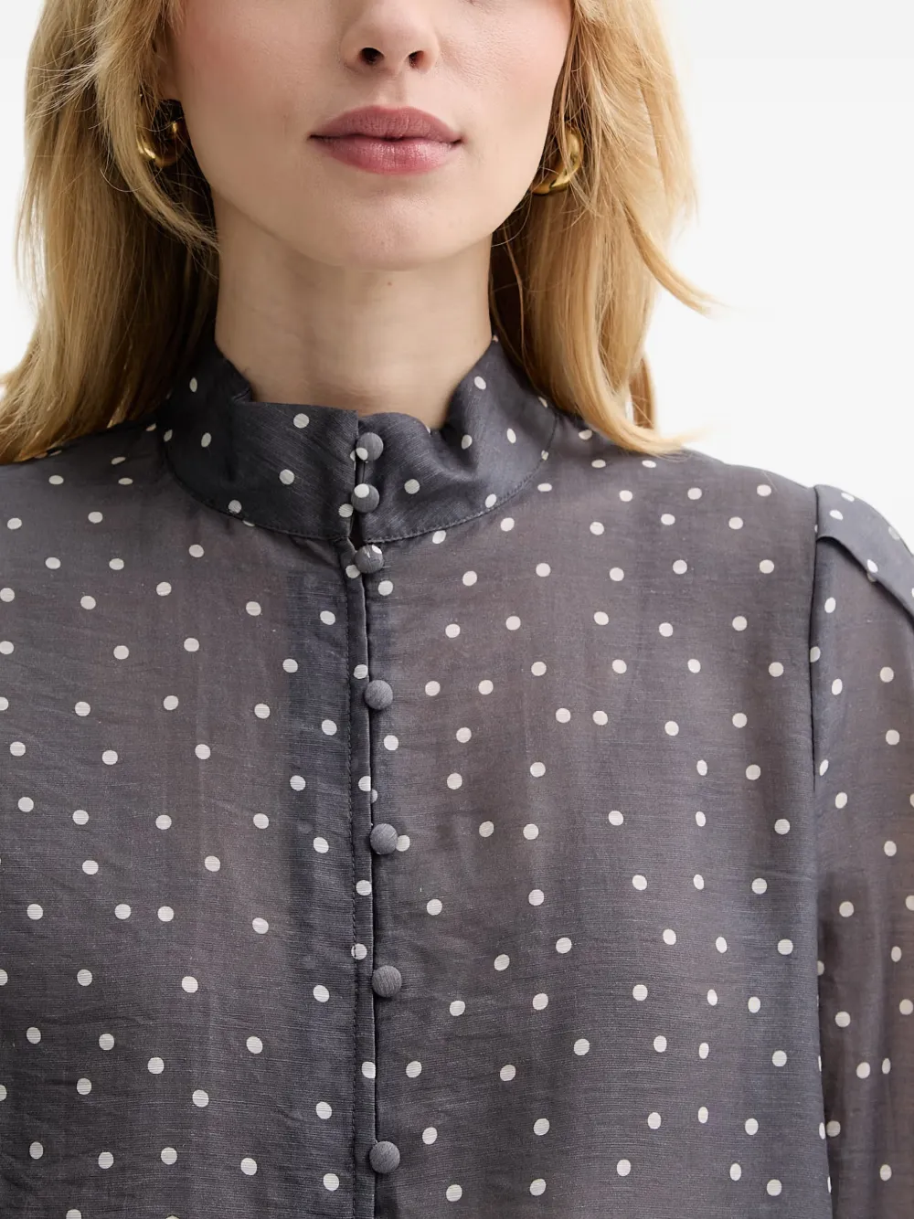 Silvian Heach Tiniz blouse met stippen en strikkraag Grijs