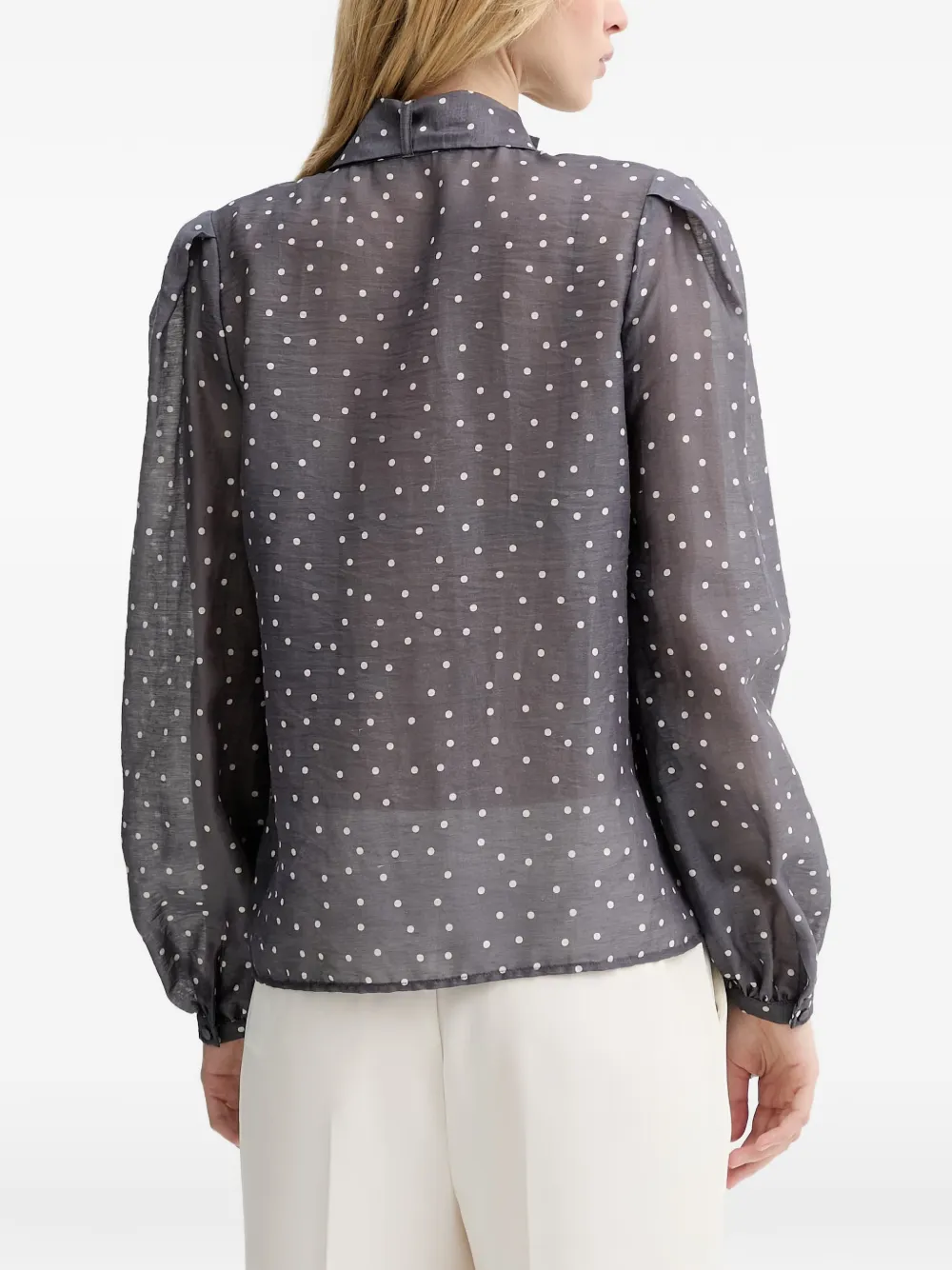 Silvian Heach Tiniz blouse met stippen en strikkraag Grijs