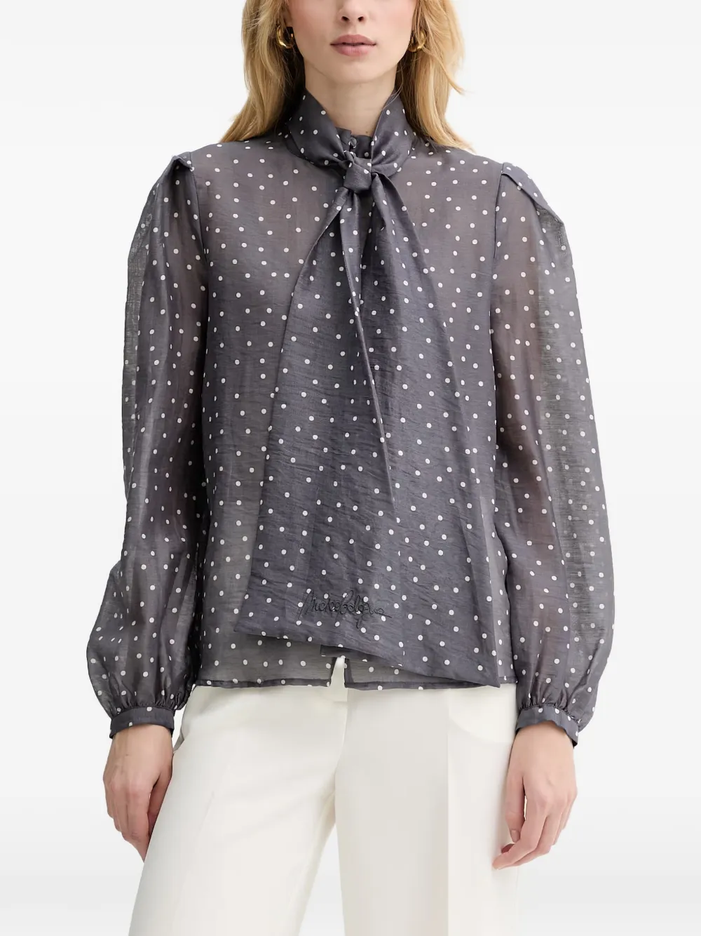 Silvian Heach Tiniz polka-dot pussy-bow blouse