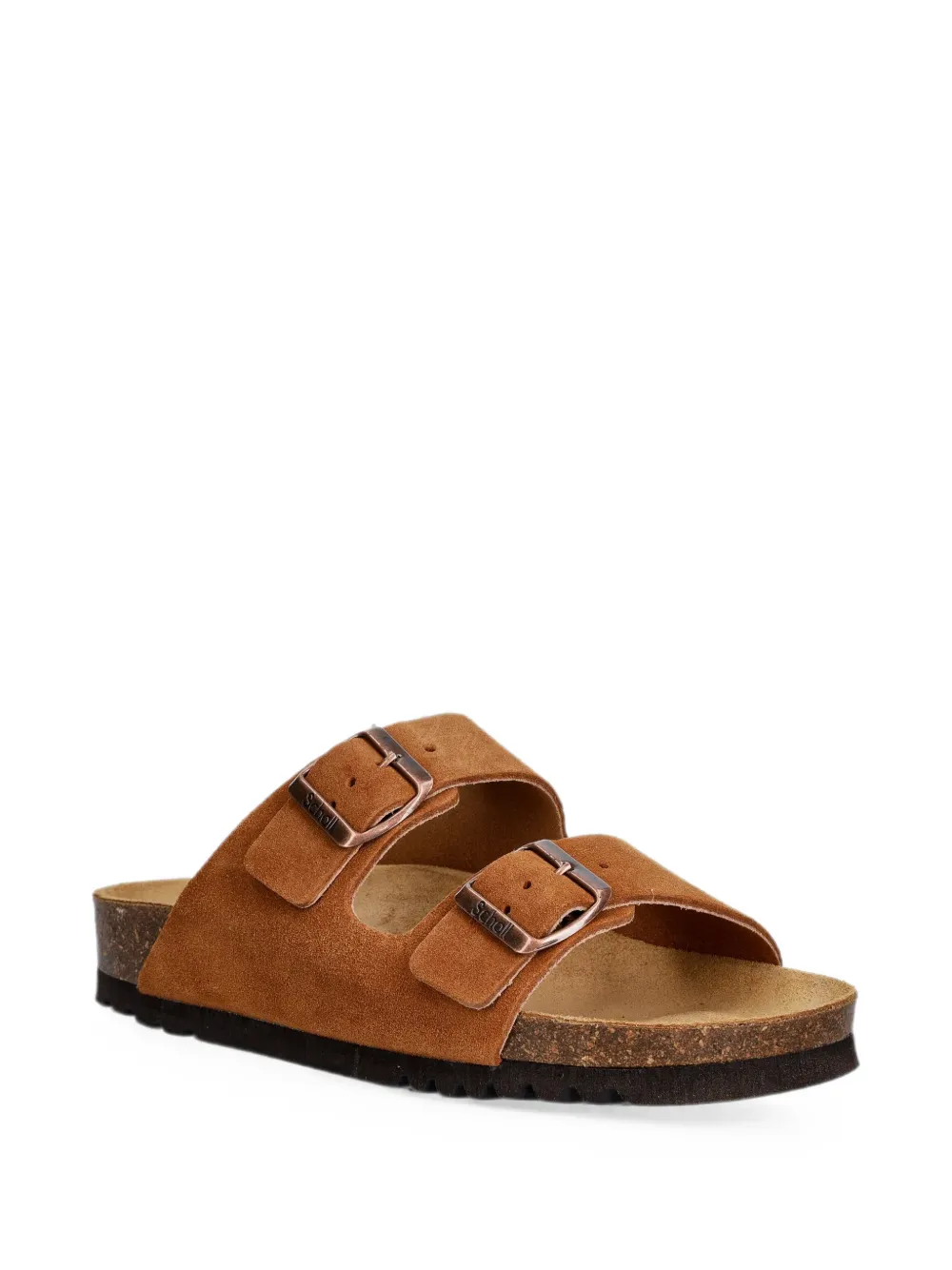 Scholl double buckle-strap slides Oranje