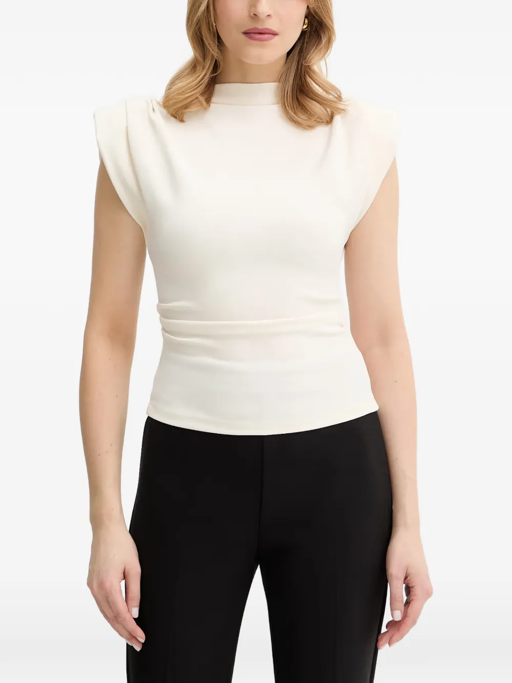 Silvian Heach padded-shoulder ruched-waist top - Bianco