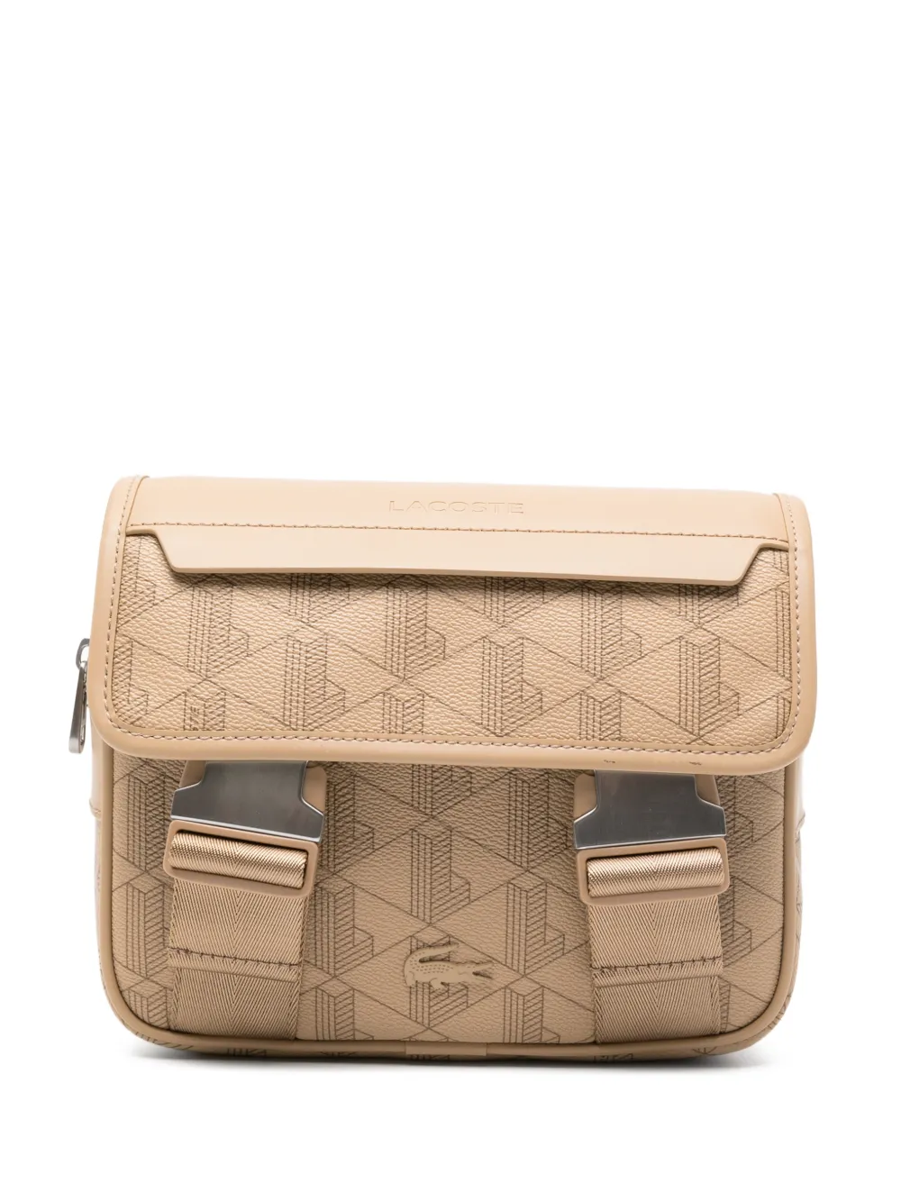 Lacoste Viennois monogram-print buckle-fastening messenger bag - Toni neutri