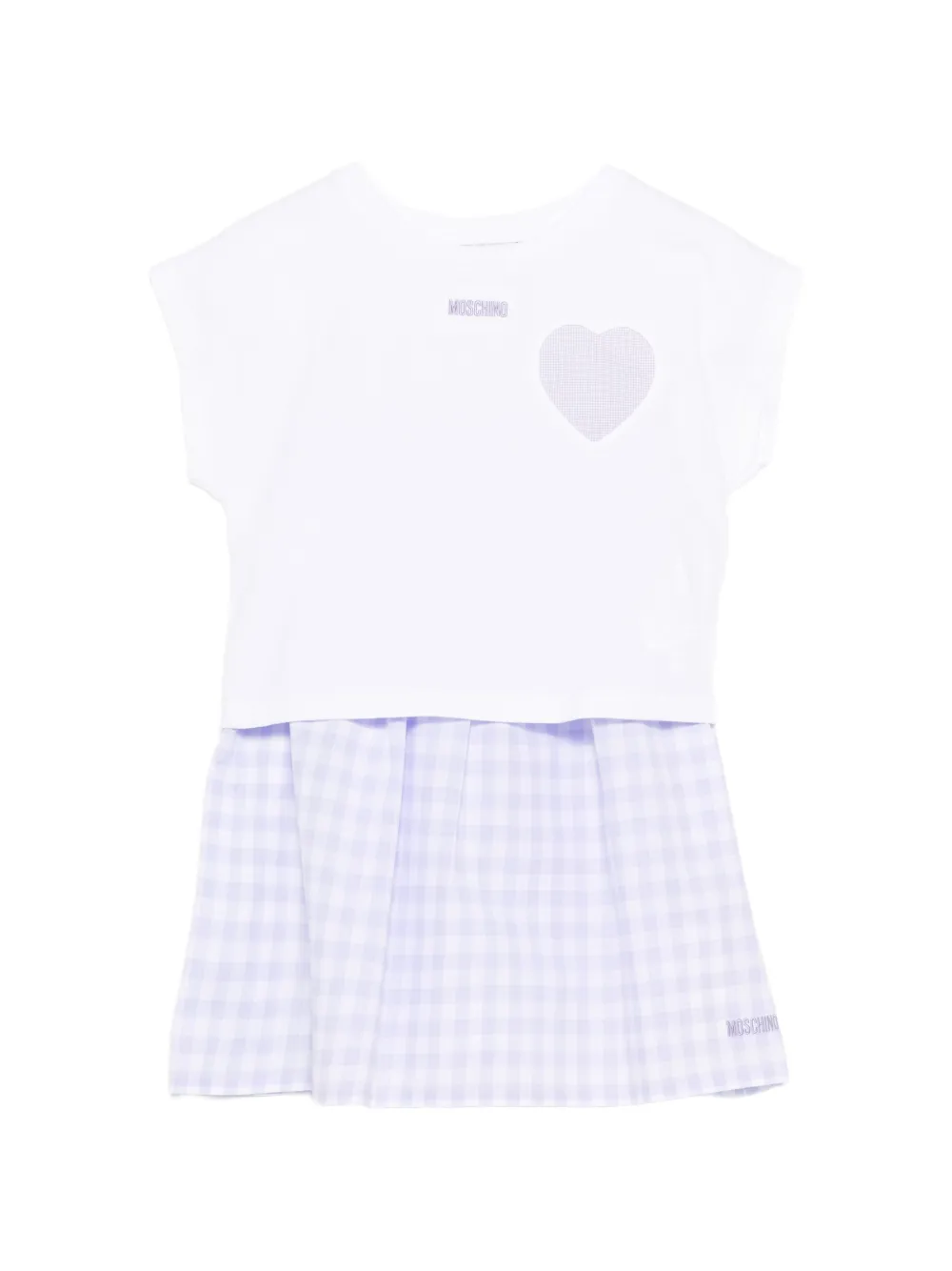 Moschino Kids heart gingham dress - Bianco