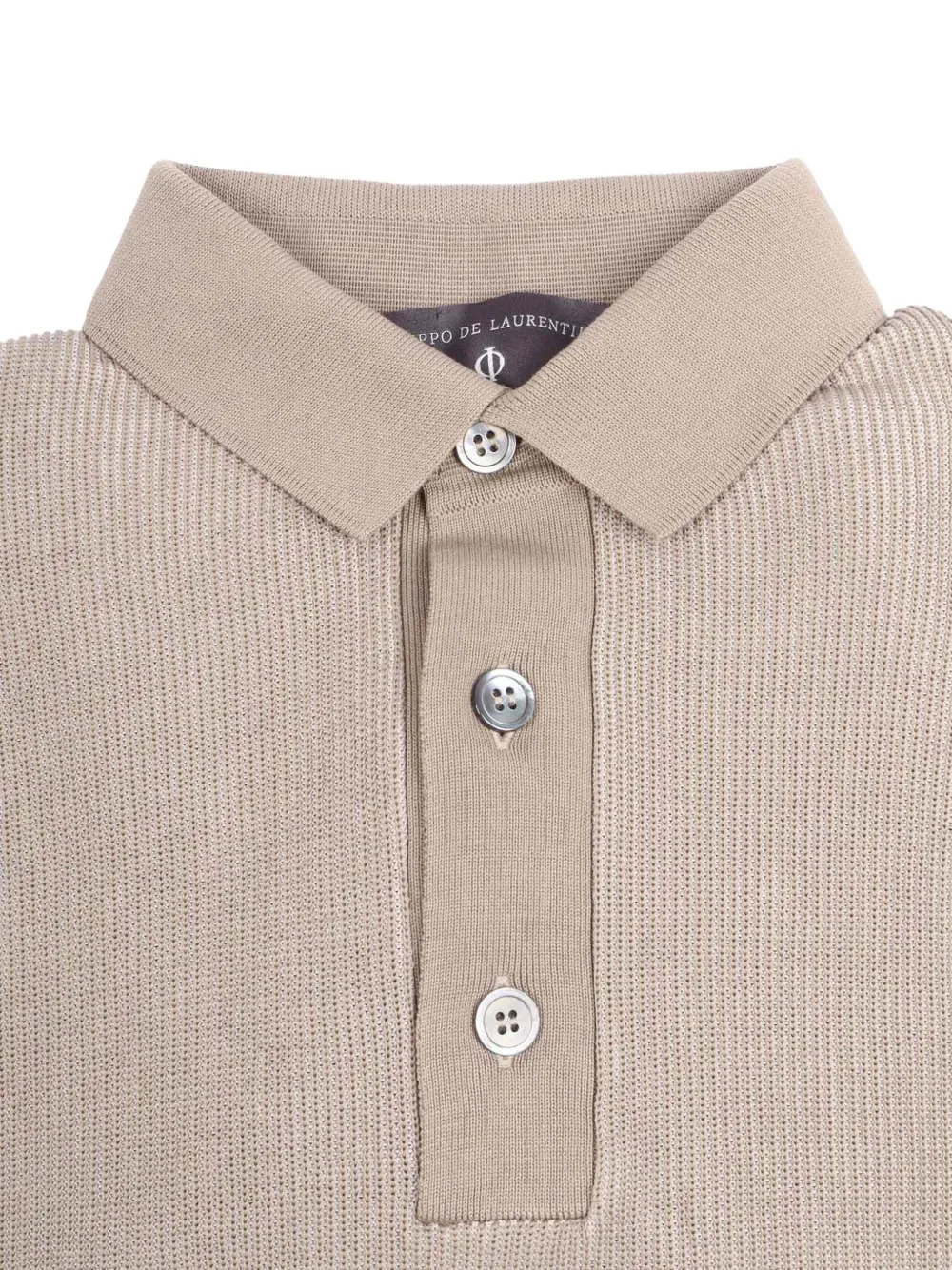 Filippo De Laurentiis Ribgebreid poloshirt Beige
