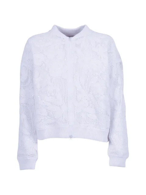 Kangra sequin-embellished crochet-knit jacket