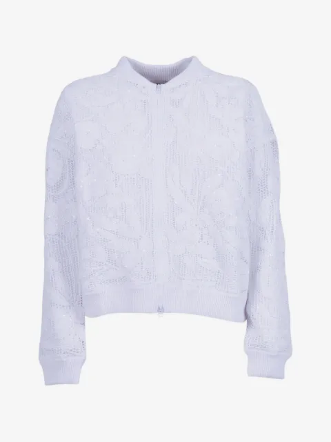 Kangra Gehäkelte Jacke mit Pailletten