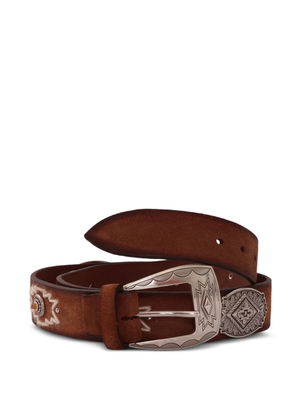 ALBERTO LUTI suede appliqué belt - Marrone