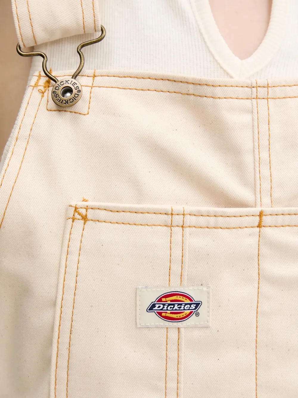 DICKIES Denim jurk met opgestikte zak Beige