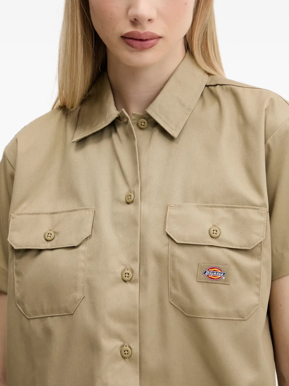 DICKIES blouse met klepzak en knoop Beige