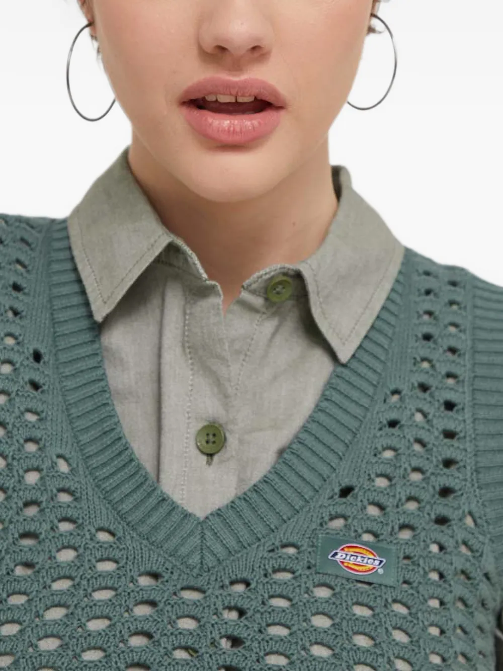DICKIES Ingalls opengewerkte top met V-hals Groen
