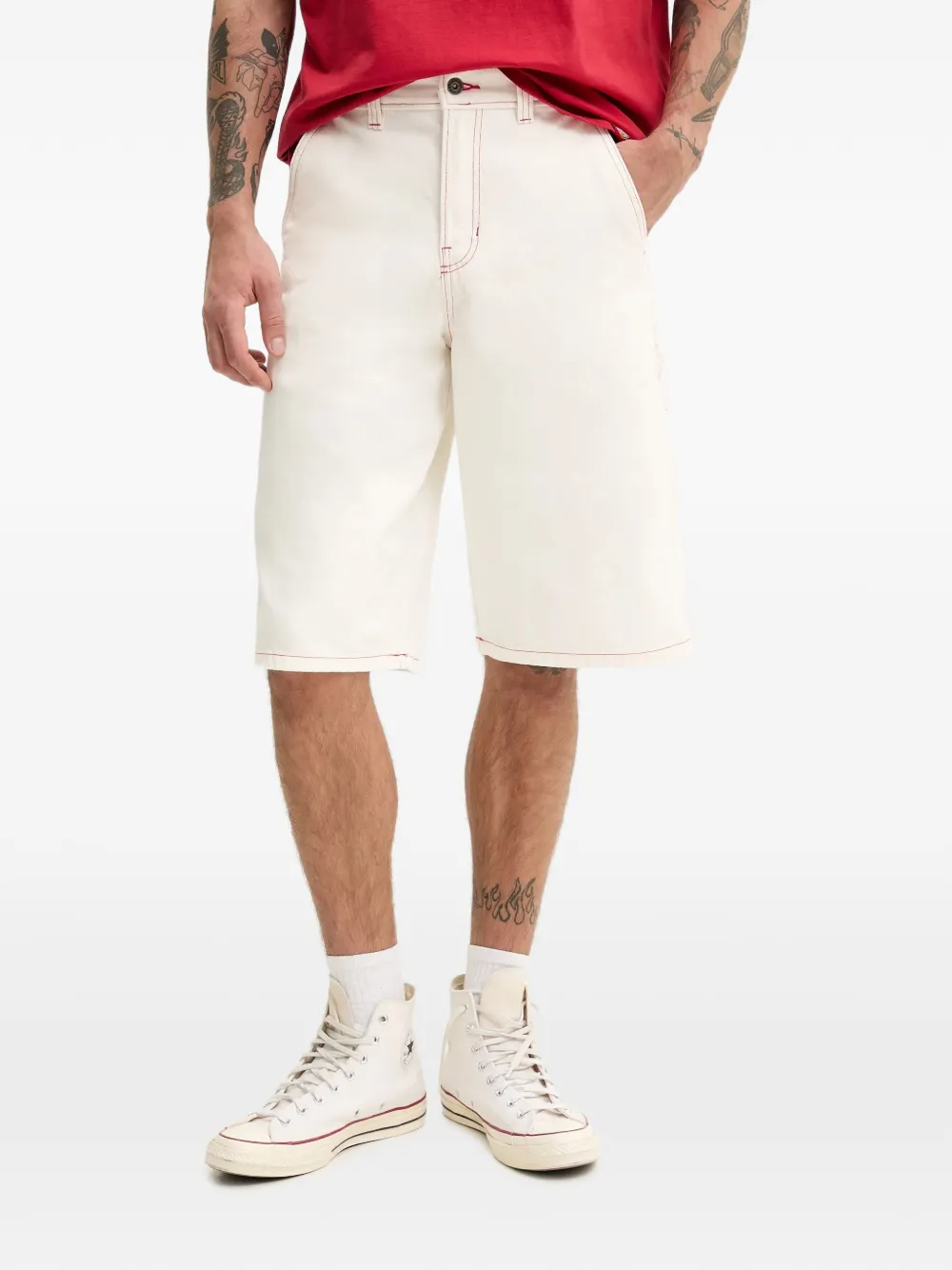 DICKIES contrast-stitching shorts - Blanc
