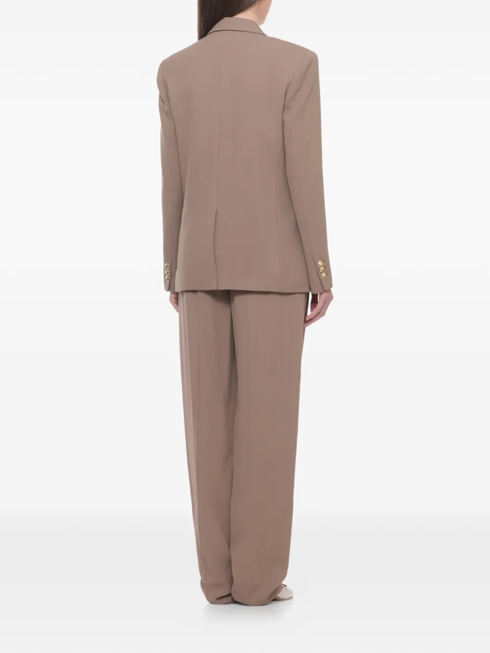 Elisabetta Franchi Blazer met dubbele rij knopen Beige