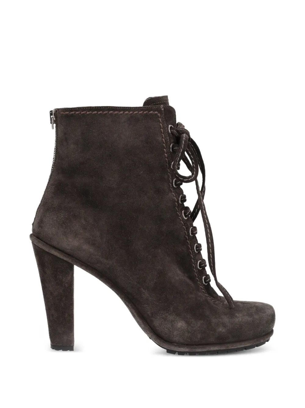 Pre-owned Miu Miu Lace-up Zip Boots In Brown