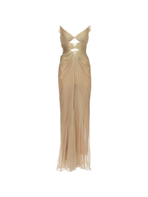slim fit dress slacks Hyacinth House Gold Plisse & Black Mixed Media Schuyler Maxi Dress Gold Plisse / M main image 0