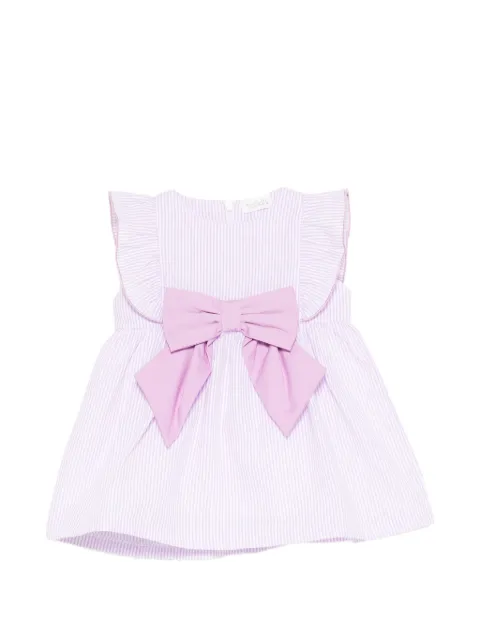 NANAN ruffled striped bow dress