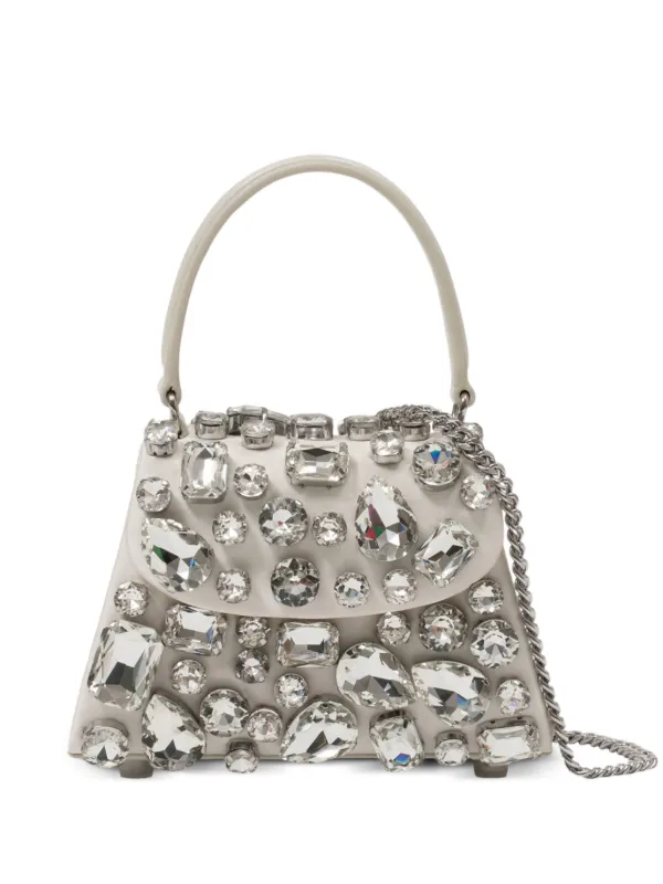 Self-Portrait Crystal Mini Bag in Neutrals