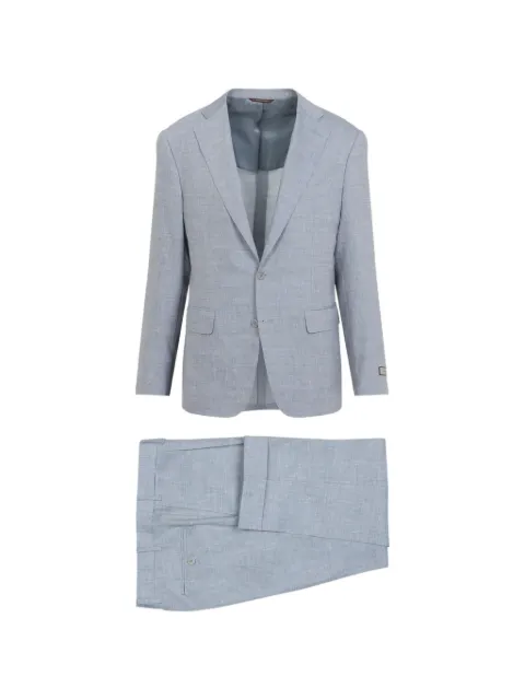 Canali button-fastening linen suit