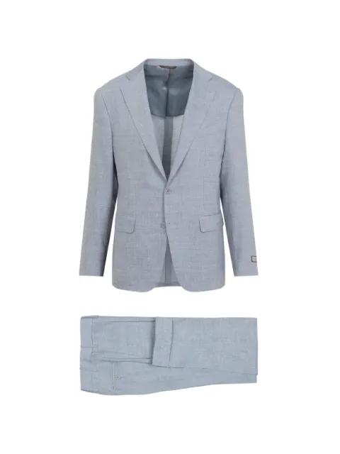 Canali button-fastening linen suit