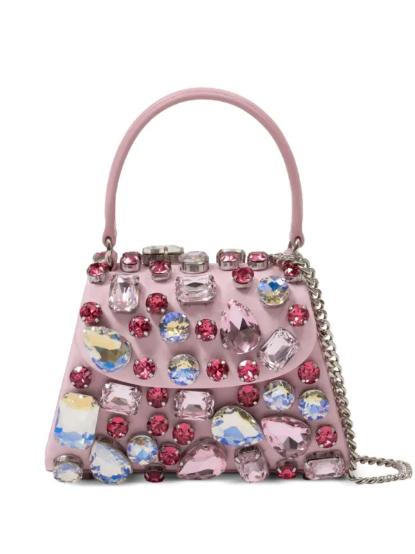Self-Portrait Crystal Mini Bag in Pink