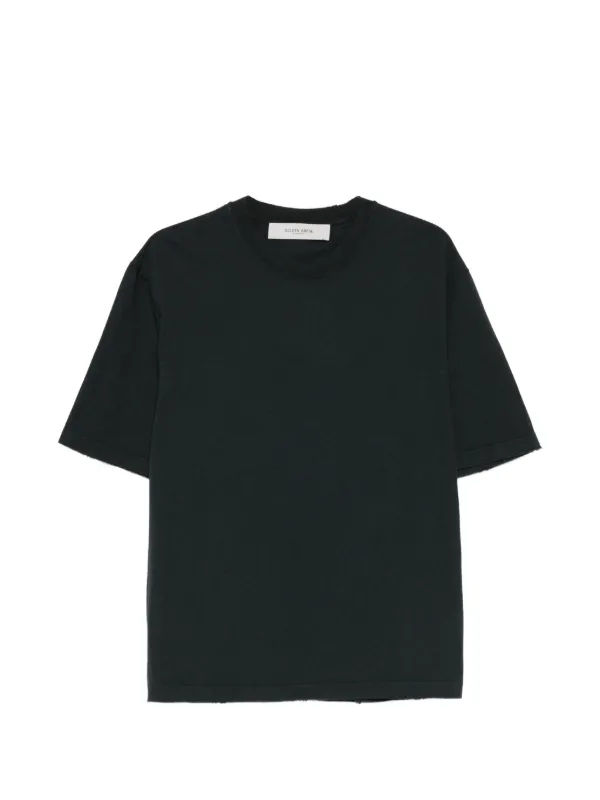 Golden Goose Logo-embroidered Bleached-finish T-shirt in Black