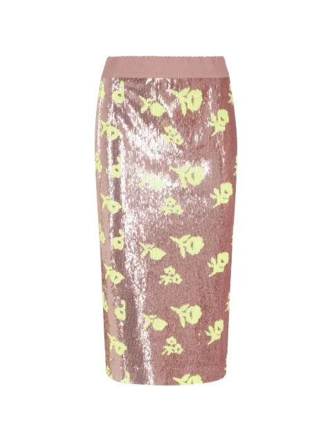 Essentiel Antwerp — sequin-embellished floral-motif midi skirt
