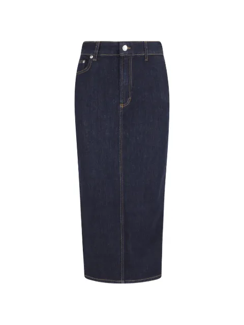 Department 5 Braid contrast-stitch denim midi skirt