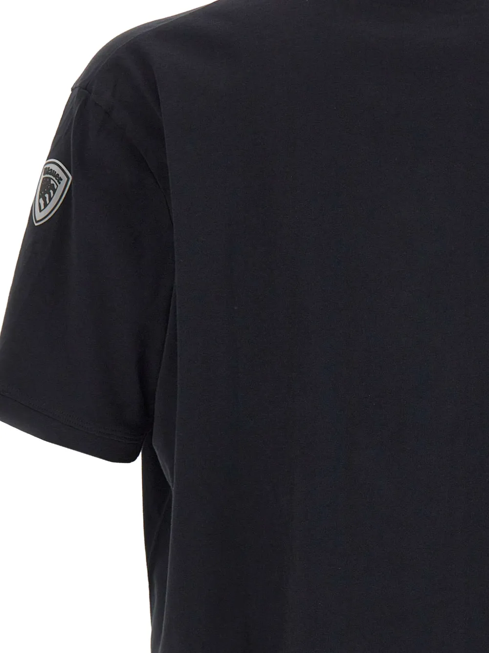 Blauer T-shirt met logopatch Zwart