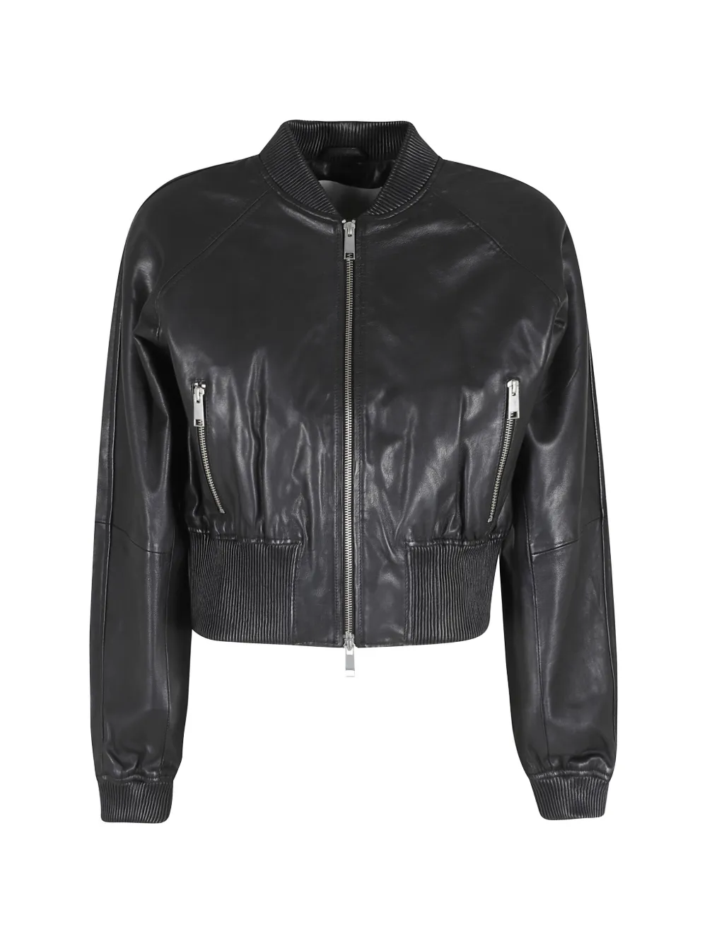 HERSKIND Dario ribbed-trim leather jacket - Nero