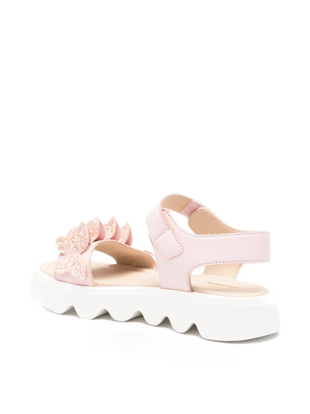 Florens butterfly-embellished leather sandals Roze