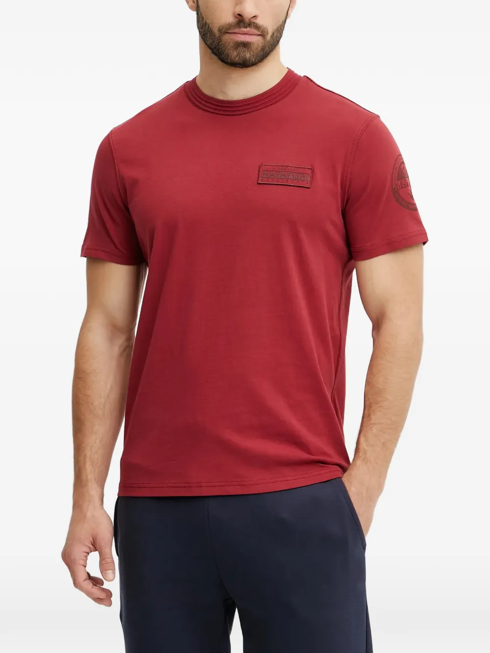 Napapijri Amundsen logo-patch crew-neck T-shirt - Rosso