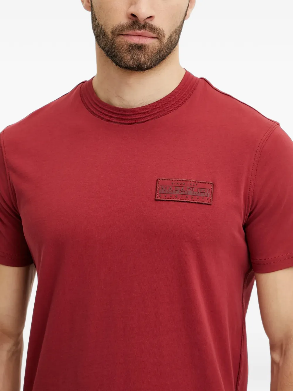 Napapijri Amundsen T-shirt met ronde hals en logo-patch Rood