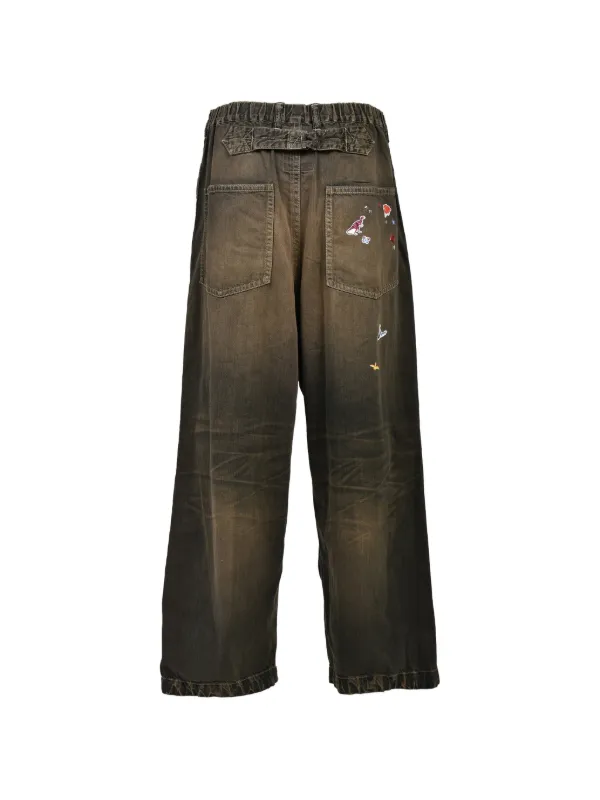 Maison MIHARA YASUHIRO Baker Stickers Jeans | Brown | FARFETCH MY
