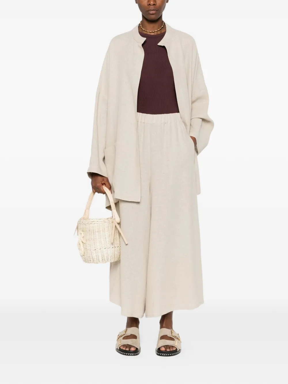 Alberta Ferretti Vest met mandarijnkraag Beige