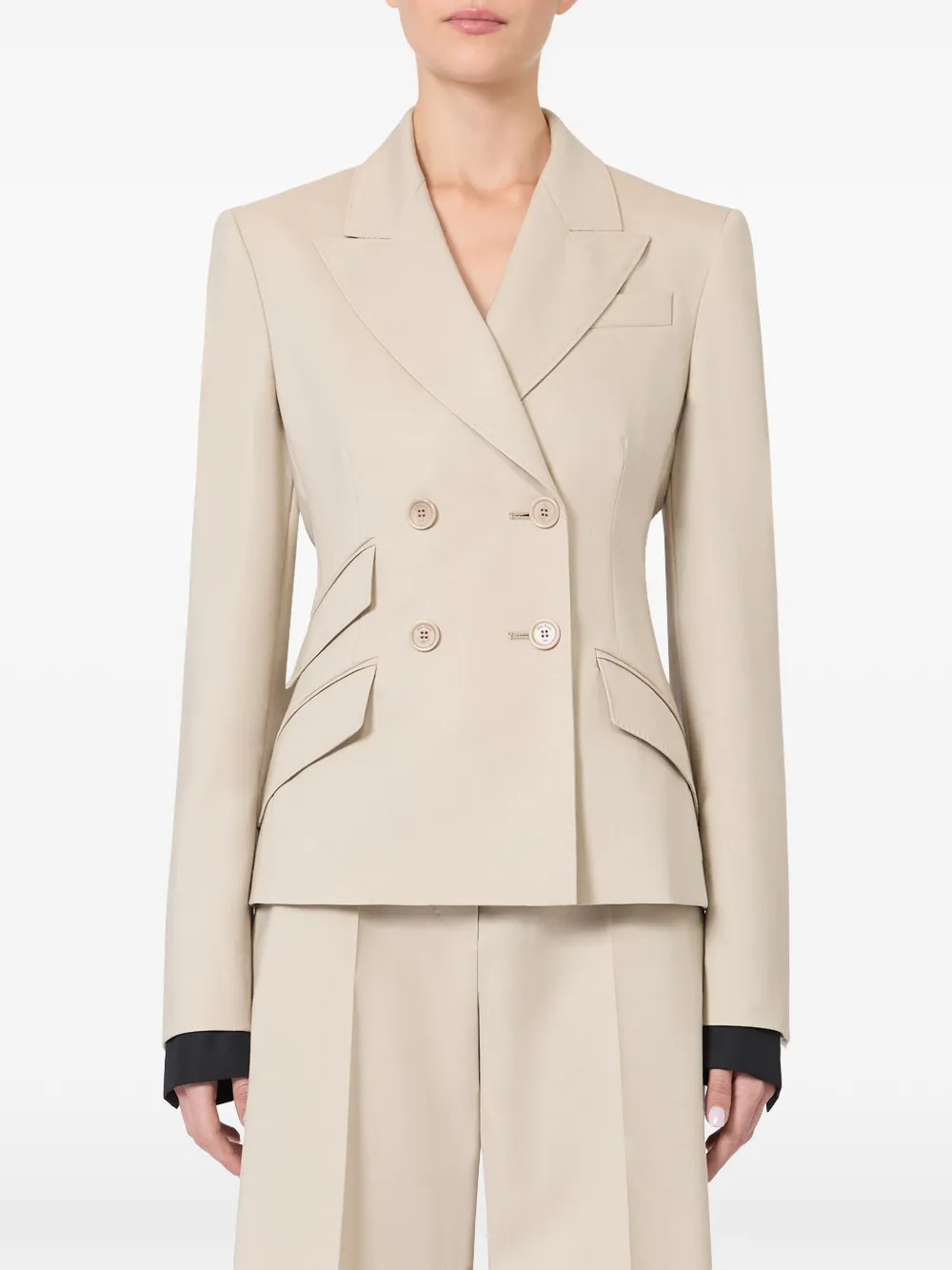 Max Mara Blazer met dubbele rij knopen Beige