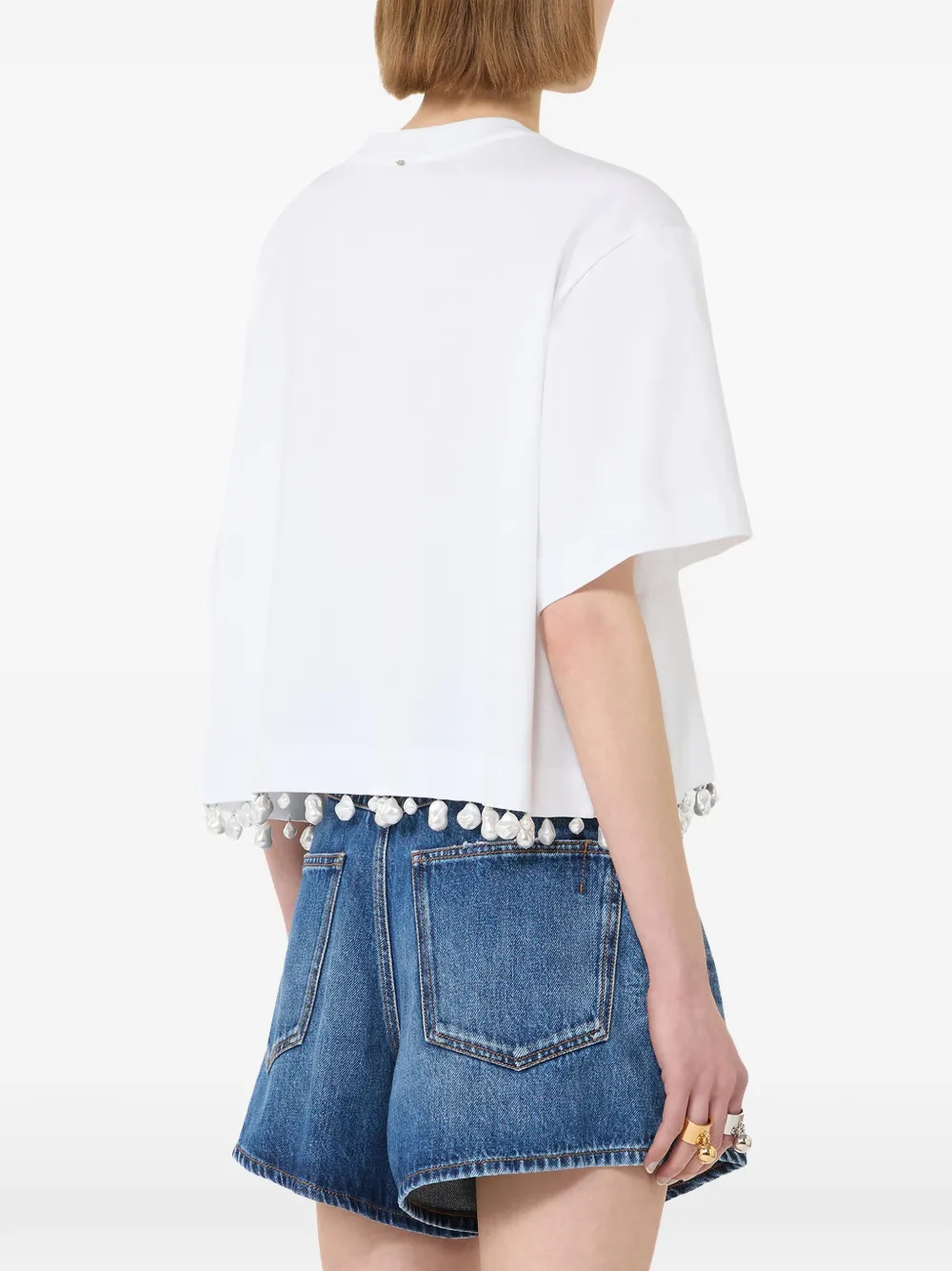 Sportmax Verfraaid katoenen T-shirt Wit