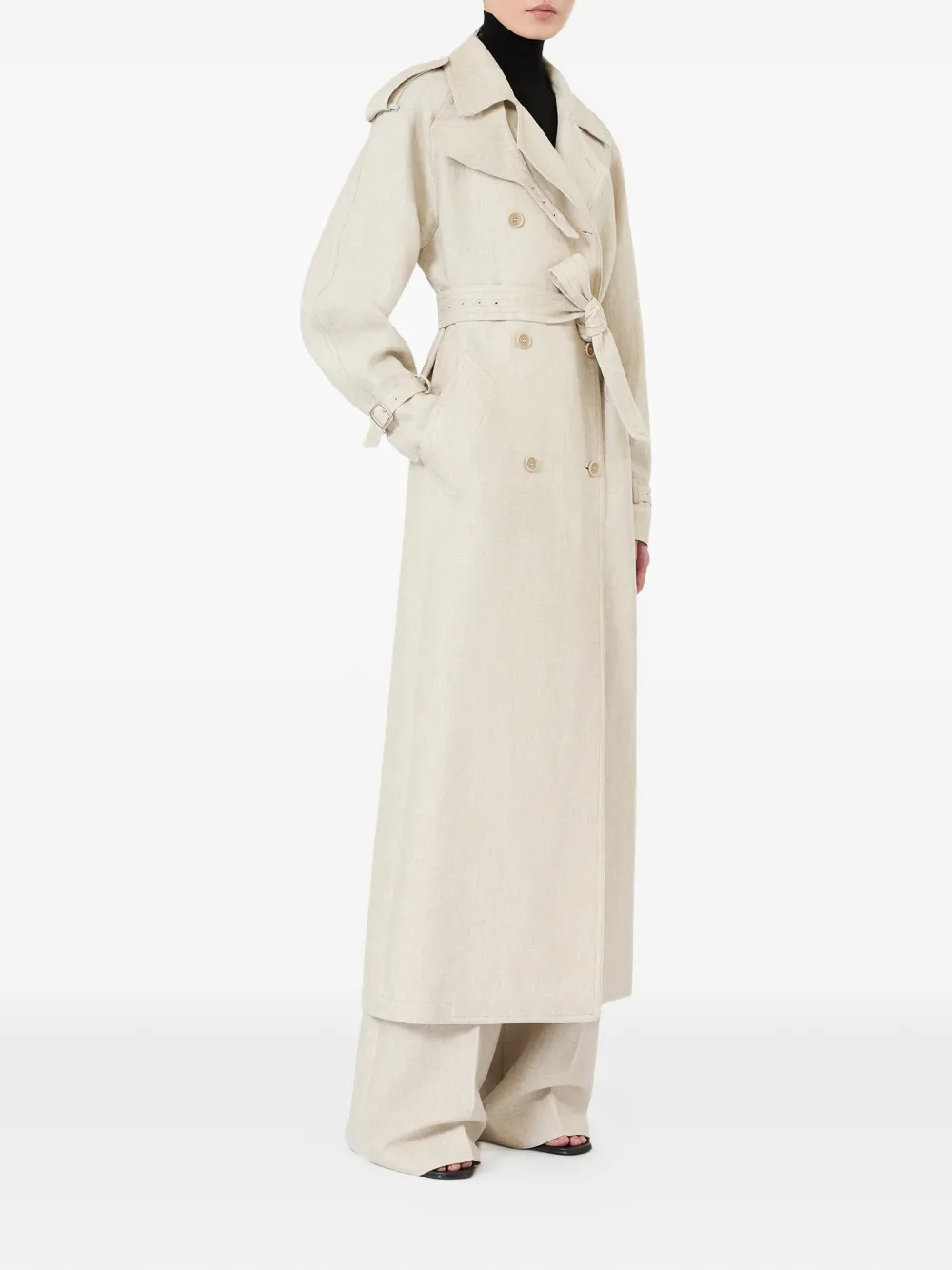 Max Mara Trenchcoat met dubbele rij knopen Beige
