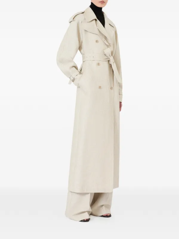 Max Mara リネン ダブルコート | ニュートラル | FARFETCH JP