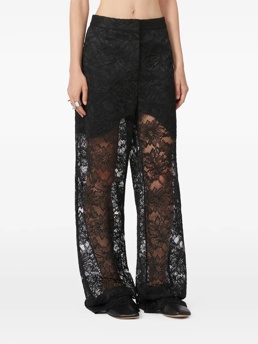 Sportmax Broek met bloemenkant Zwart
