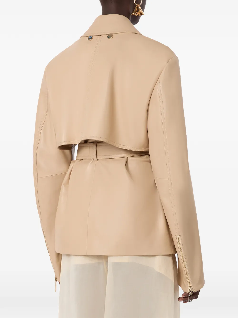 Sportmax Leren tweedelig jack Beige