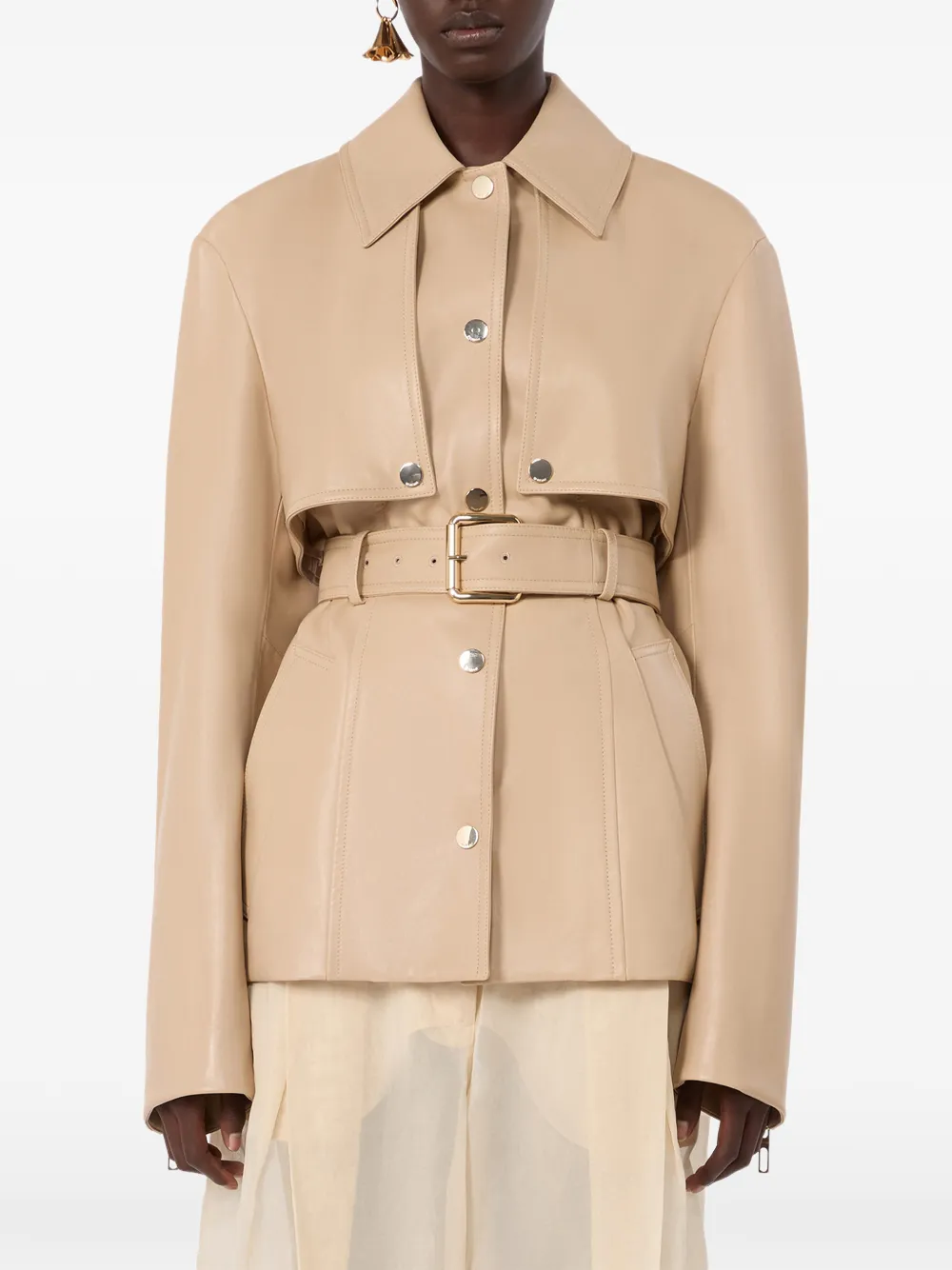 Sportmax Leren tweedelig jack Beige