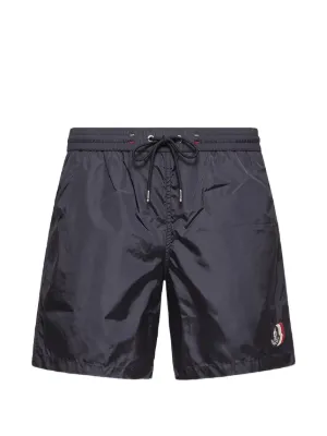 Moncler Bermuda De Praia Com Patch De Logo | Azul | FARFETCH BR