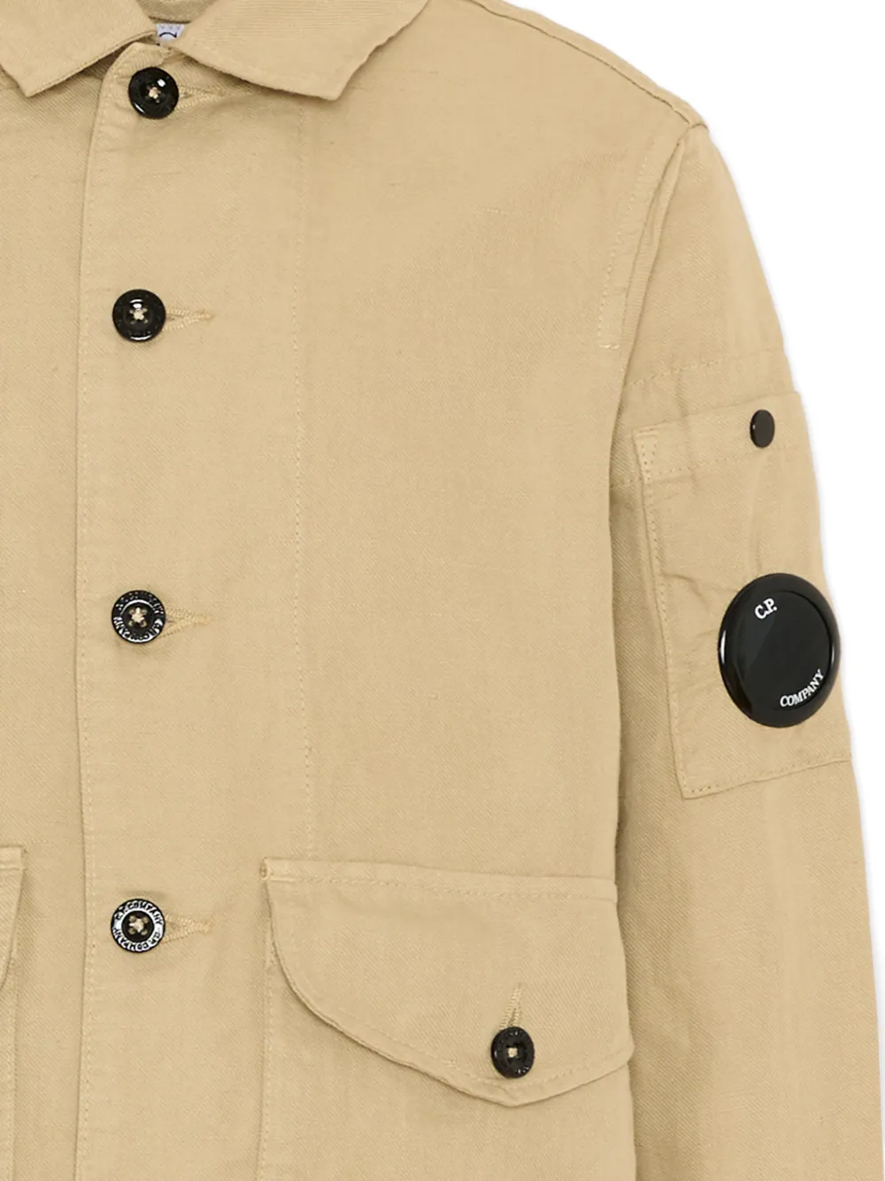 C.P. Company Kids Jack met opgestikte zakken en knopen Beige