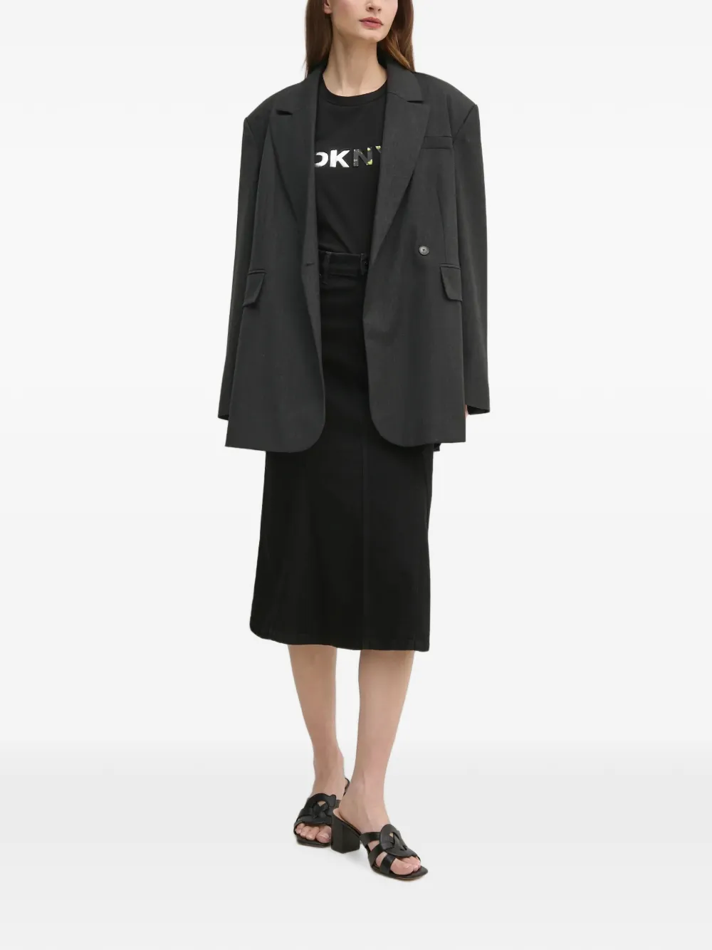 DKNY logo-print T-shirt Zwart